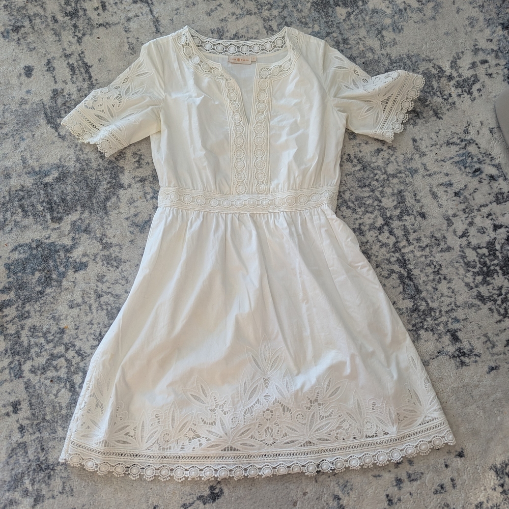 Tory Burch Elegant White Lace Dress